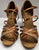 2.5" Cindy -- Women's Flare Heel Latin Sandal -- Dark Tan Satin