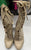 2.25" Daphne II -- Women's Flare Heel Ballroom Lace-Up Boot -- Beige