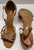 2.5" Guilia -- Flare Heel Latin Sandal with Rhinestones -- Dark Tan Satin