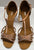 2.5" Guilia -- Flare Heel Latin Sandal with Rhinestones -- Dark Tan Satin