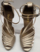 4" Impressions -- Women's Flare Heel Latin Sandal -- Street Sole -- Light Tan Patent