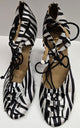 3.5" La Alemana -- Women's Flare Heel Latin Sandal -- Zebra Satin