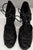 3" La Alemana -- Women's Flare Heel Latin Sandal -- Black Satin