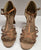 2.75" Norma -- Women's Flare Heel Latin Sandal -- Dark Tan Satin