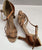 2.75" Norma -- Women's Flare Heel Latin Sandal -- Dark Tan Satin