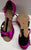 2.5" Trini -- Women's Latin Ballroom Sandal -- Fuschia/Black Satin