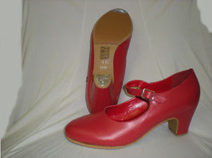 Buying Red leather flamenco shoes